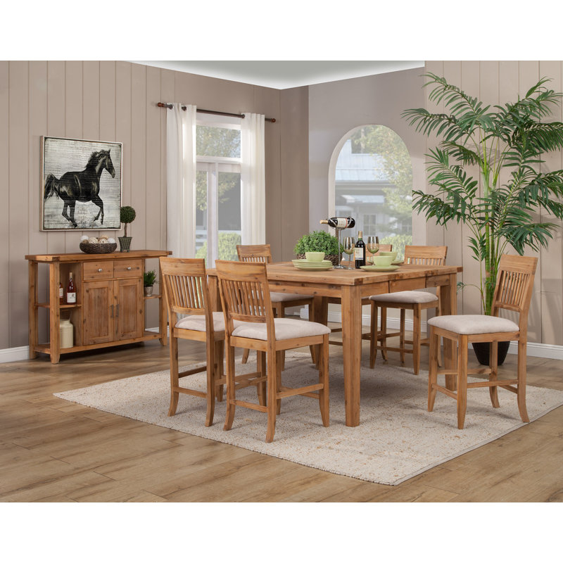 Highland Dunes Centralia 7 Piece Extendable Solid Wood Dining Set